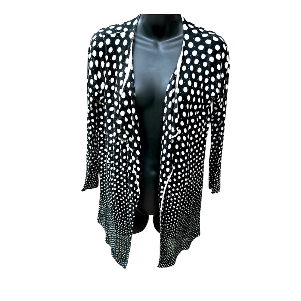 STEFAN GREEN open front cardigan, black with white dots, size 1